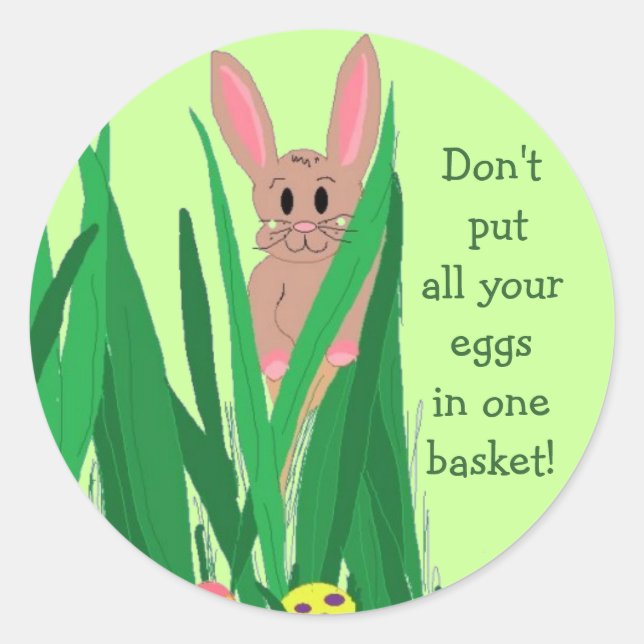 Easter Bunny with Saying Classic Round Sticker (Front)
