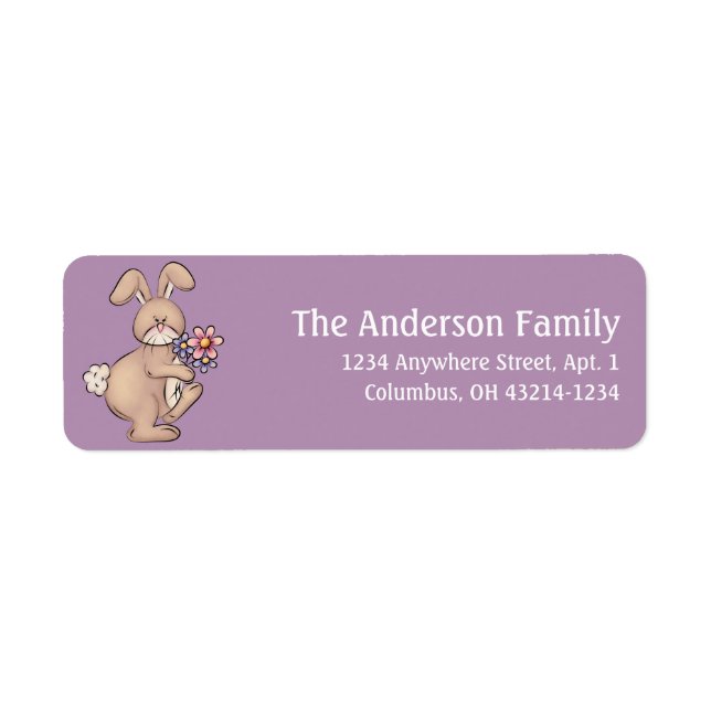 Easter Bunny with Spring Flowers Address Labels (Front)