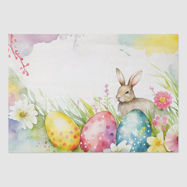 Easter bunny with three Easter Eggs Tissue Paper (Front)