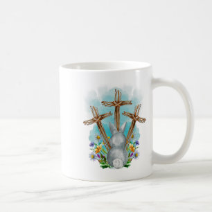 Easter Bunny With Trio Crosses Inspirational Chris Coffee Mug