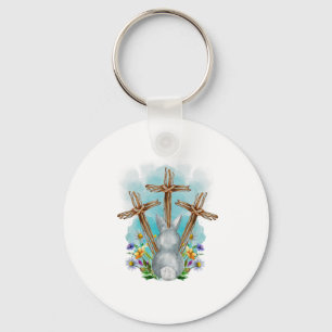 Easter Bunny With Trio Crosses Inspirational Chris Key Ring