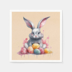 Easter Bunny with Watercolor Eggs Baby Shower Napkin