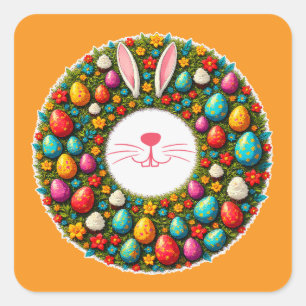 Easter Bunny Wreath – Cute Style Autocolante Square Sticker