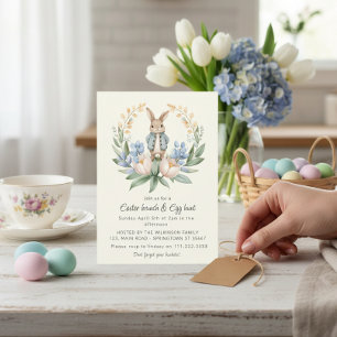 Easter Bunny Wreath Spring Brunch Egg Hunt invite