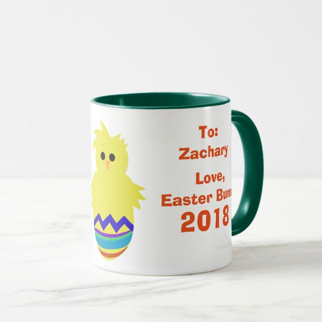 Easter Bunny Yellow Chick Eggs Keepsake Mug (Front Right)