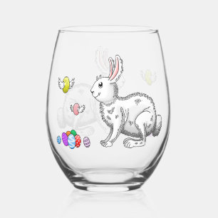 Easter Bunny's Egg Hunt Stemless Wine Glass
