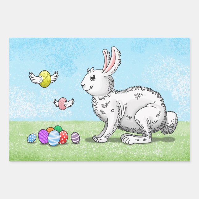 Easter Bunny's Egg Hunt Wrapping Paper Sheet (Front)