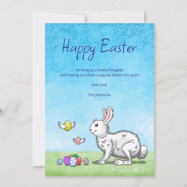 Easter Bunny's Eggs Holiday Card (Front)