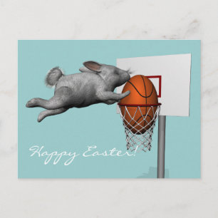 Easter Bunny's Perfect Slam Dunk Holiday Postcard