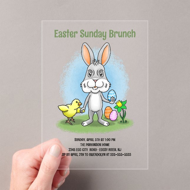 Easter Bunny's Sunday Brunch Acrylic Invitations (Insitu (Handheld))