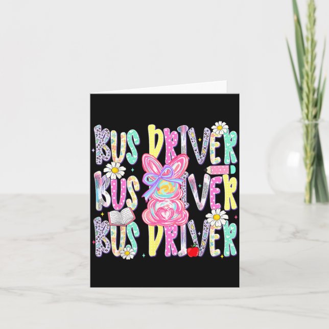 Easter Bus Driver Cute Colourful Spring Shirt Card (Front)