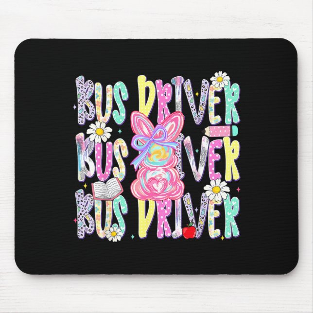 Easter Bus Driver Cute Colourful Spring Shirt Mouse Pad (Front)