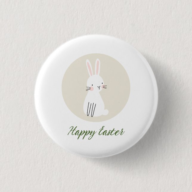 Easter Button with Cute Bunny Design (Front)