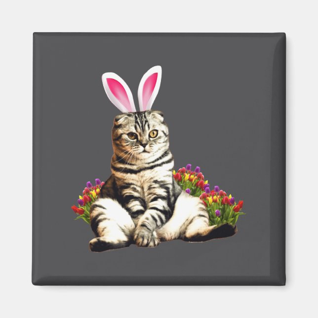 Easter Ca Tulip Flower Bunny Magnet (Front)