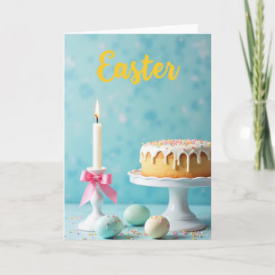 Easter Cake And Candle Spring Card