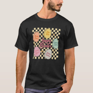 Easter Candy Eggs Conversation Checked Happy Easte T-Shirt
