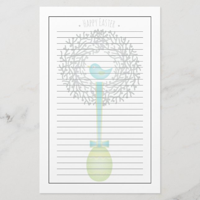 Easter Card, Bird Nest and Egg Stationery (Front)