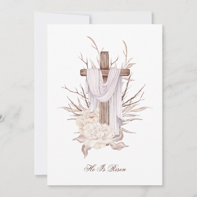 Easter Card Cross He Is Risen  (Front)