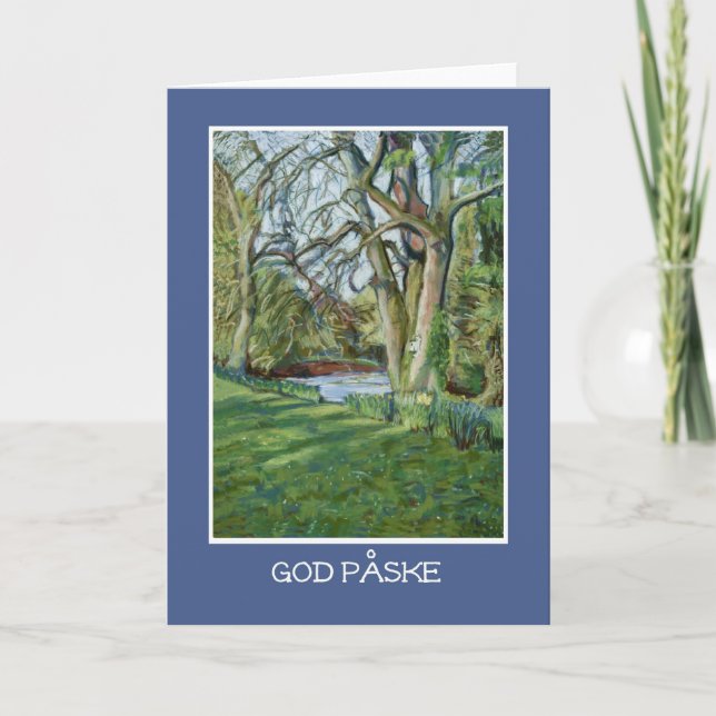 Easter Card, Danish Greeting, Riverbank in Spring Holiday Card (Front)