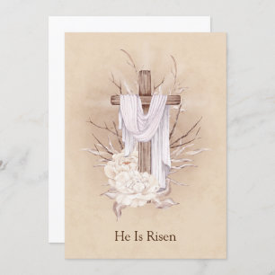Easter Card. Floral Cross. He is risen Thank You Card