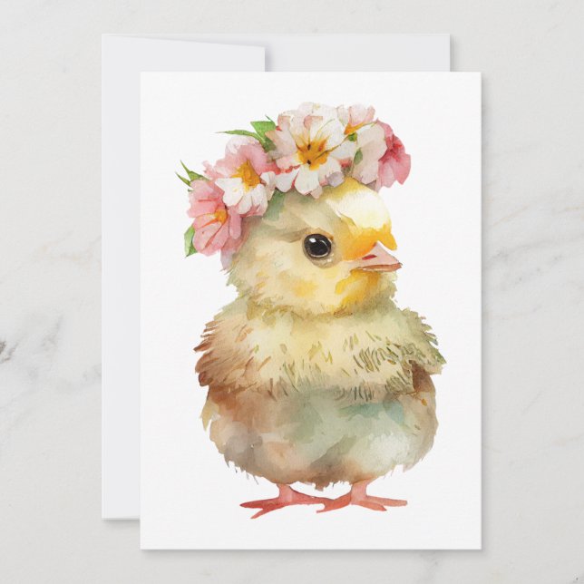 Easter Card - Floral Duck - Cute - Happy Easter (Front)