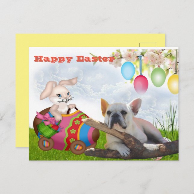 Easter card French Bulldog postcard (Front/Back)