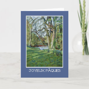 Easter Card, French Greeting, Riverbank in Spring Holiday Card