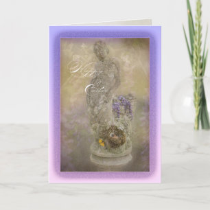 Easter Card Girl Statue with Flowers