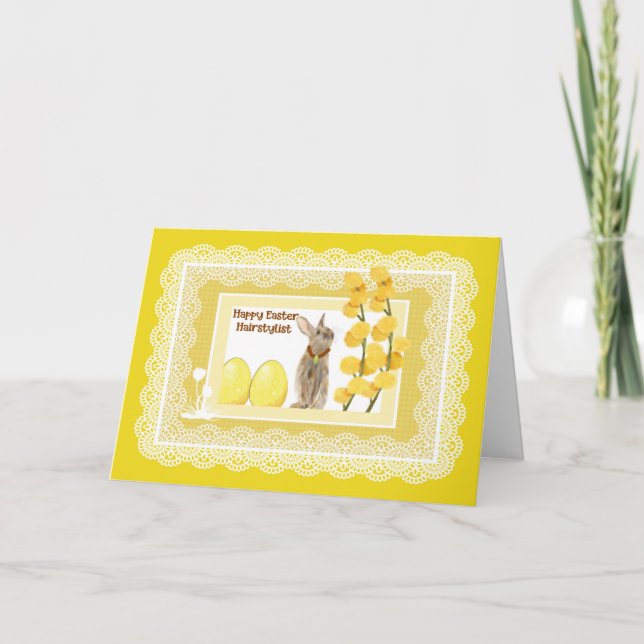 Easter Card in Yellow for Hairstylist (Front)