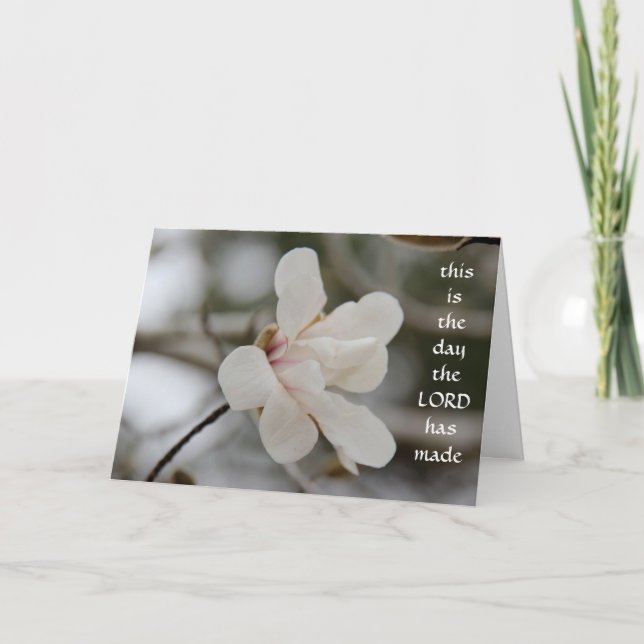 Easter Card: Magnolia Bloom, w verse of faith Holiday Card (Front)