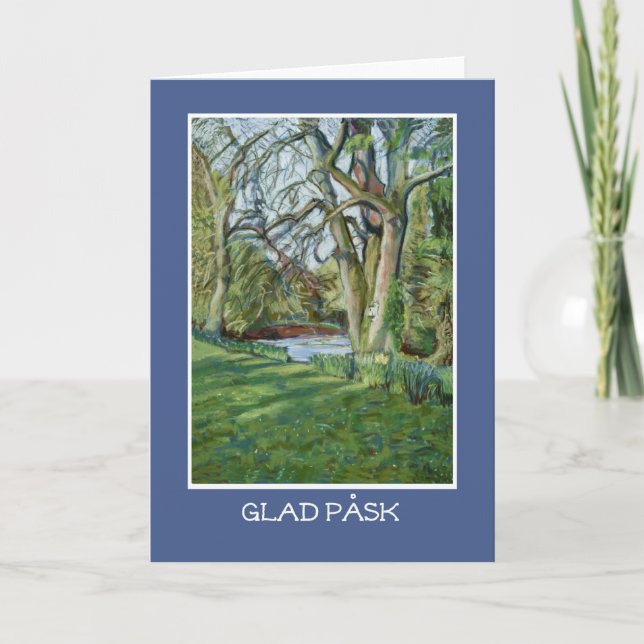 Easter Card, Swedish Greeting, Riverbank in Spring Holiday Card (Front)