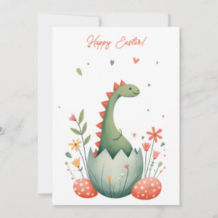 Easter card with a dinosaur in pastel colours