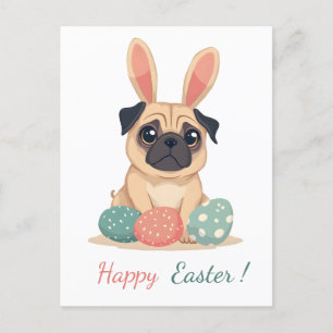Easter card with a picture of a pug