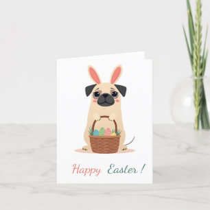 Easter card with a picture of a pug