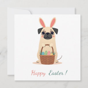 Easter card with a picture of a pug