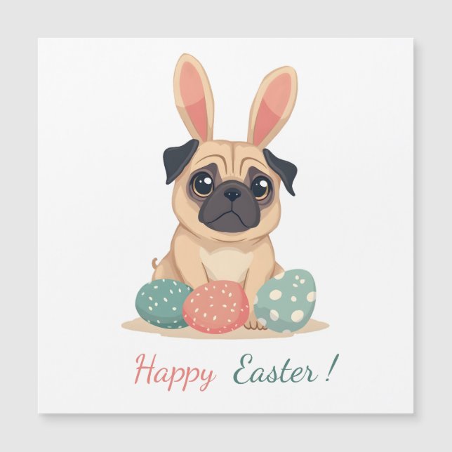 Easter card with a picture of a pug (Front)