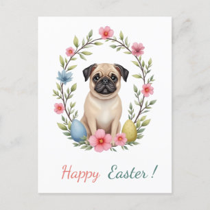 Easter card with a picture of a pug