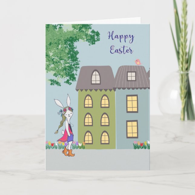 Easter Card with Bohemian Bunny (Front)