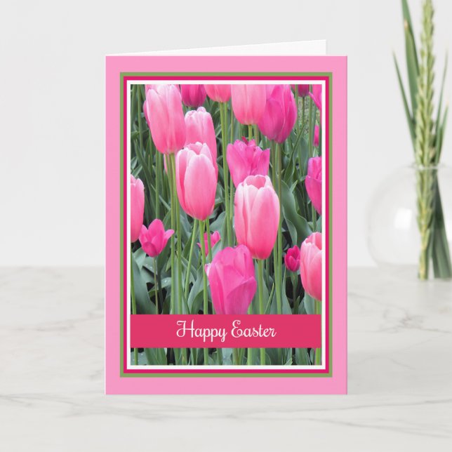 Easter Card with Hot Pink Tulips (Front)
