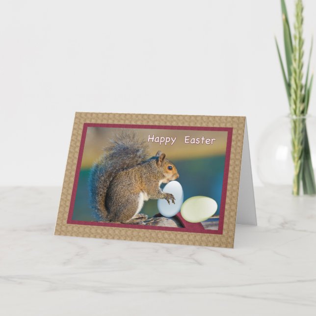 Easter Card with Squirrel and Eggs (Front)