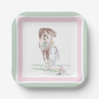 Easter cardboard plate with horse and oyster