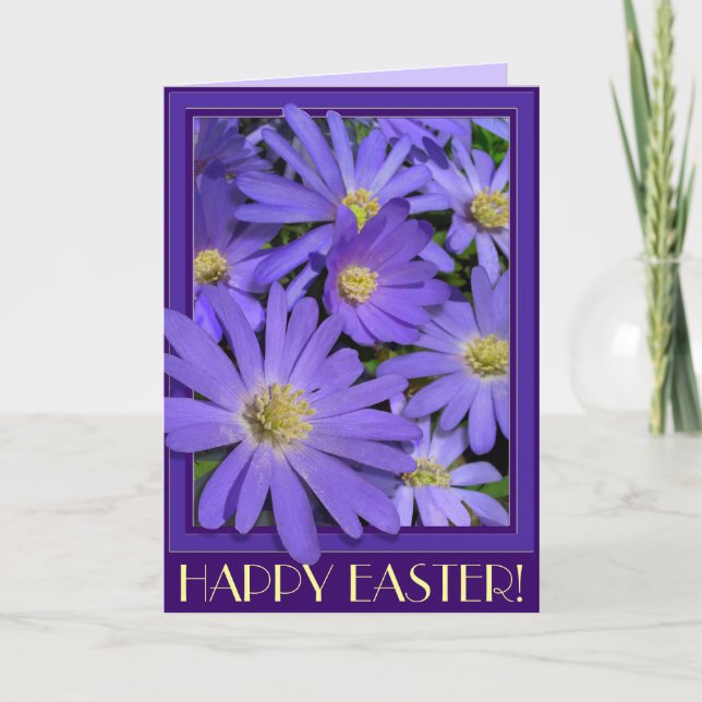 Easter Cards Blue Flowers Custom Greeting Card (Front)