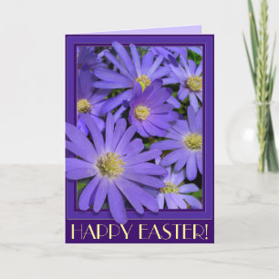 Easter Cards Blue Flowers Custom Greeting Card
