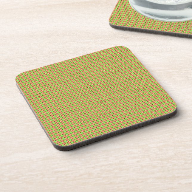 Easter Carrot Colours Plaid Pattern Coaster (Left Side)