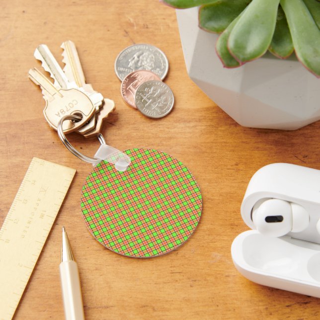 Easter Carrot Colours Plaid Pattern Key Ring (Desk)