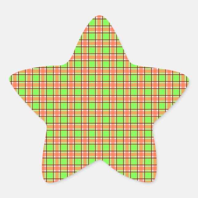 Easter Carrot Colours Plaid Pattern Star Sticker (Front)