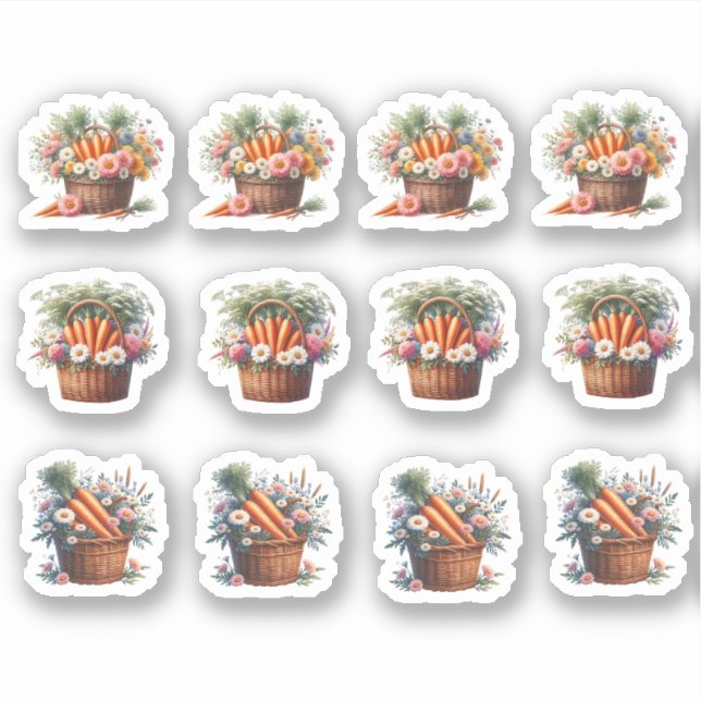 Easter Carrots and Flowers In A Basket (Front)