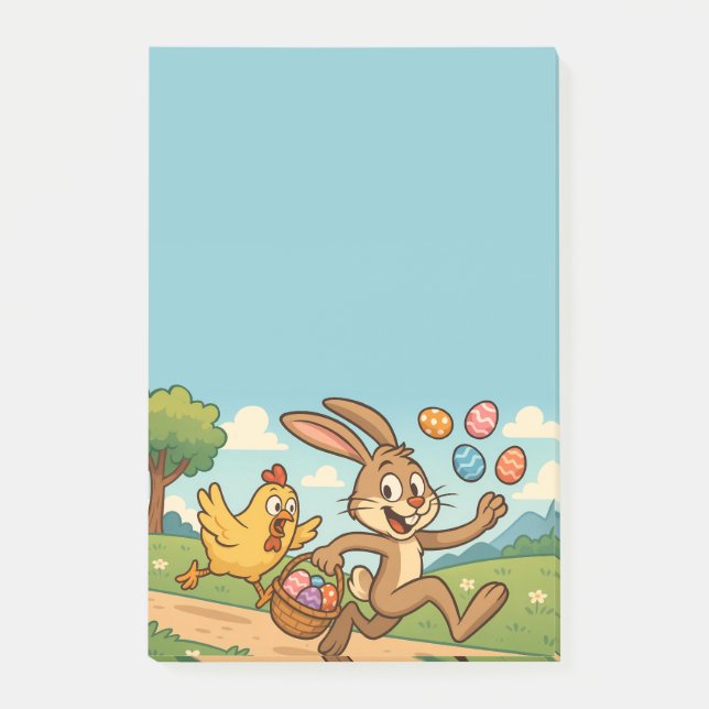 Easter Cartoon Funny | Bunny Steals Eggs from Hen Post-it Notes (Front)