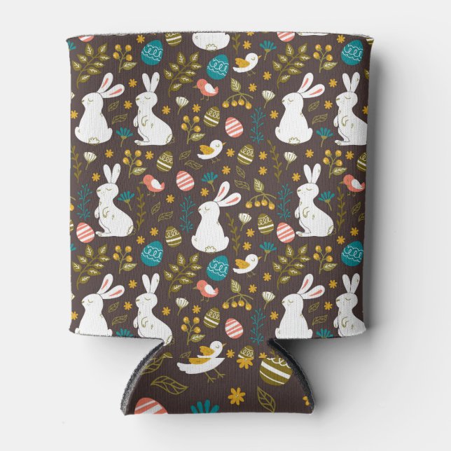 Easter Cartoon Style Seamless Drawing Can Cooler (Front)