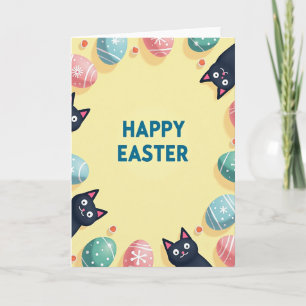 Easter Cat Polka Dot Pattern Card